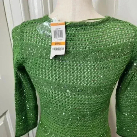 NEW Inc International Green Knit Long Sleeve Sequined Top Women’s Small NWT - Picture 11 of 13